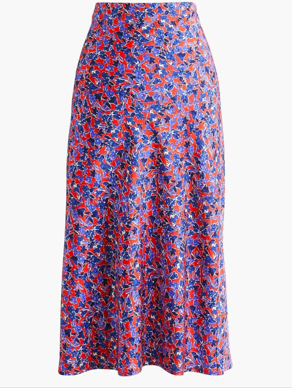 J.  Crew Factory Bias Slip Floral Midi Skirt in Red & Blue, Small, NWT